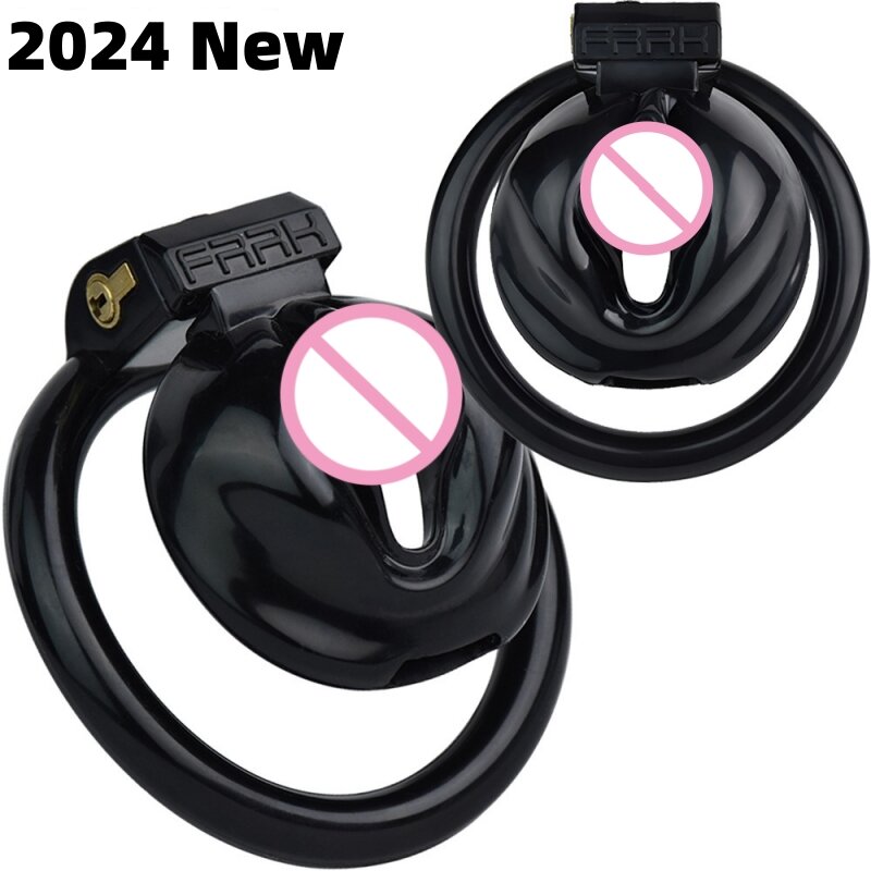 Hot Sale Black Simulated Vagina Chastity Lock  Abstinence Anti-Cheating Cock Cage with 4 Size Rings Male Sex Toys 18+  정조대