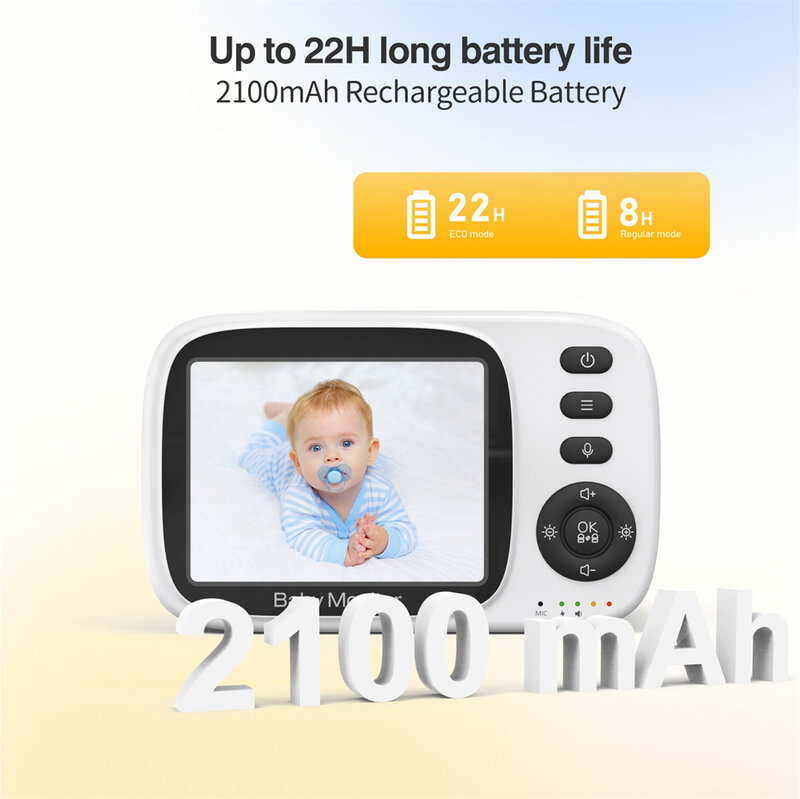 BabyStar 3.2Inch Wireless Video Baby Monitor With Lullabies Auto Night Vision Two Way Intercom Temperature Monitoring Babysitter