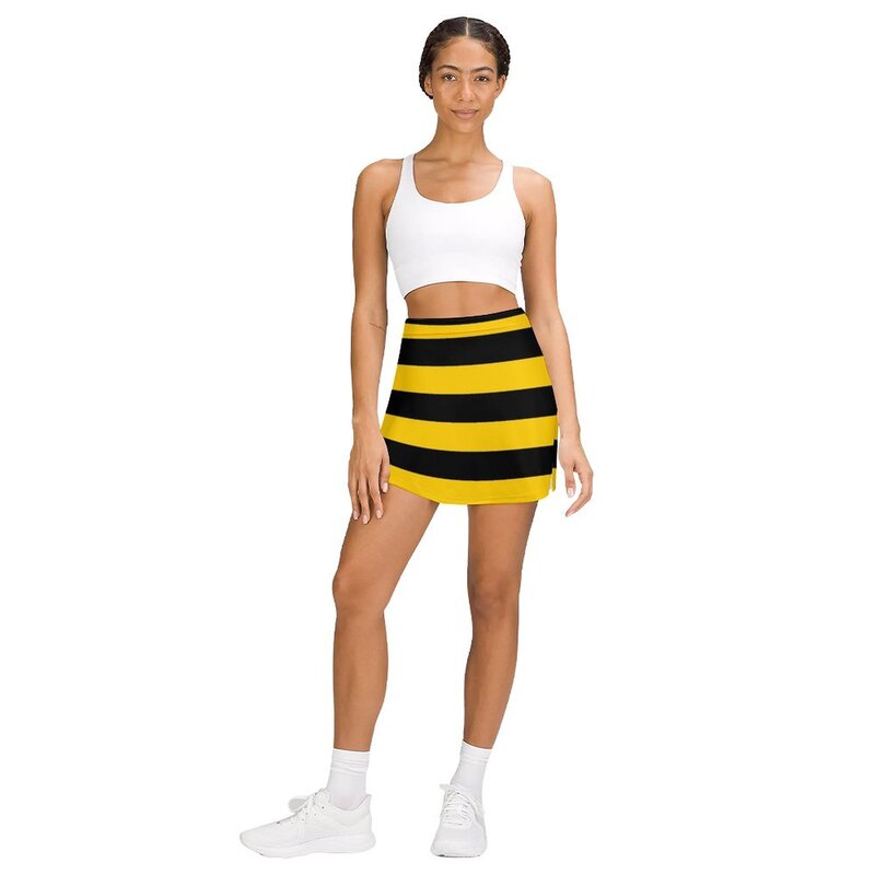 Gonna gonna pantalone a prova di luce a righe nere e gialle con motivo ape per donna in stile giapponese