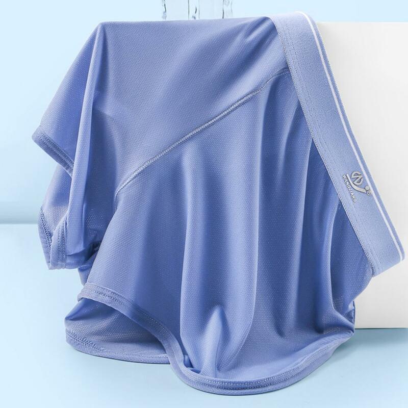 Elastic Band Men Underwear Breathable Mesh Men's Underwear with Wide Waistband Ice Silk Loose Fit Shorts for Sports for Comfort