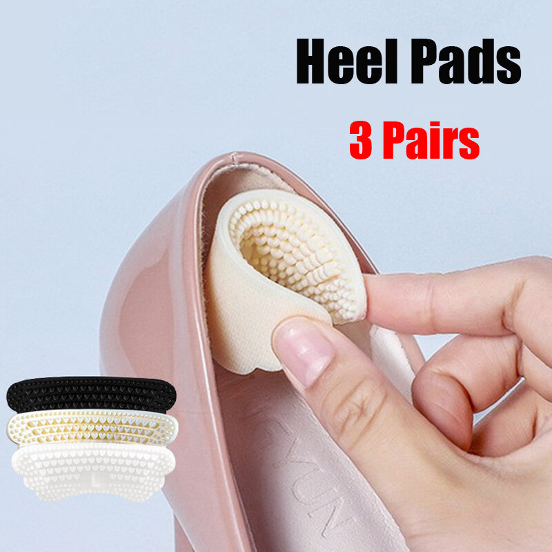 3 Pairs Ladies Silicone Heel Insoles for Foot Care Heels Sticker Gel Non-slip Shoe Pads Pain Relief Heel Protection Shoe Inserts