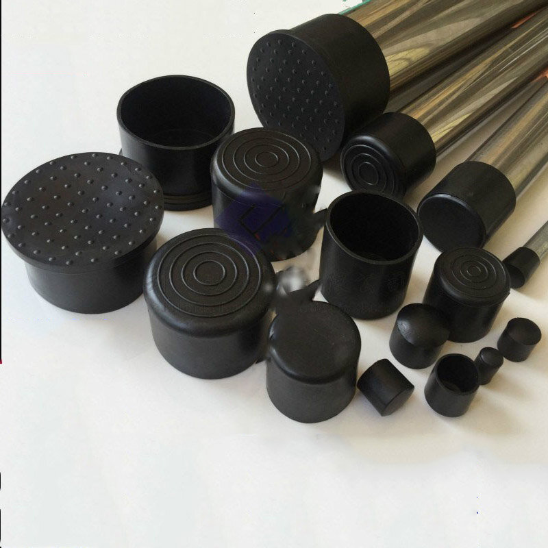 Black Round Chair Leg Caps PVC Rubber Furniture Feet Pads Non-Slip Tubing End Covers Floor Protectors Pads Table Bottom Cover
