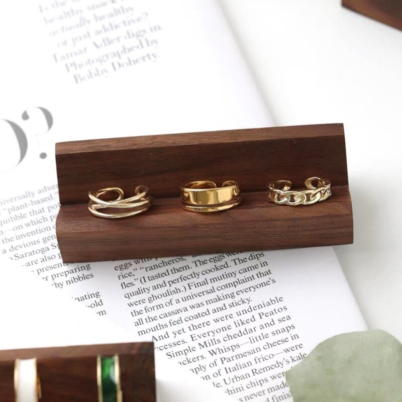 Bandeja exhibición joyería anillos madera maciza, soporte almacenamiento joyería, organizador anillos