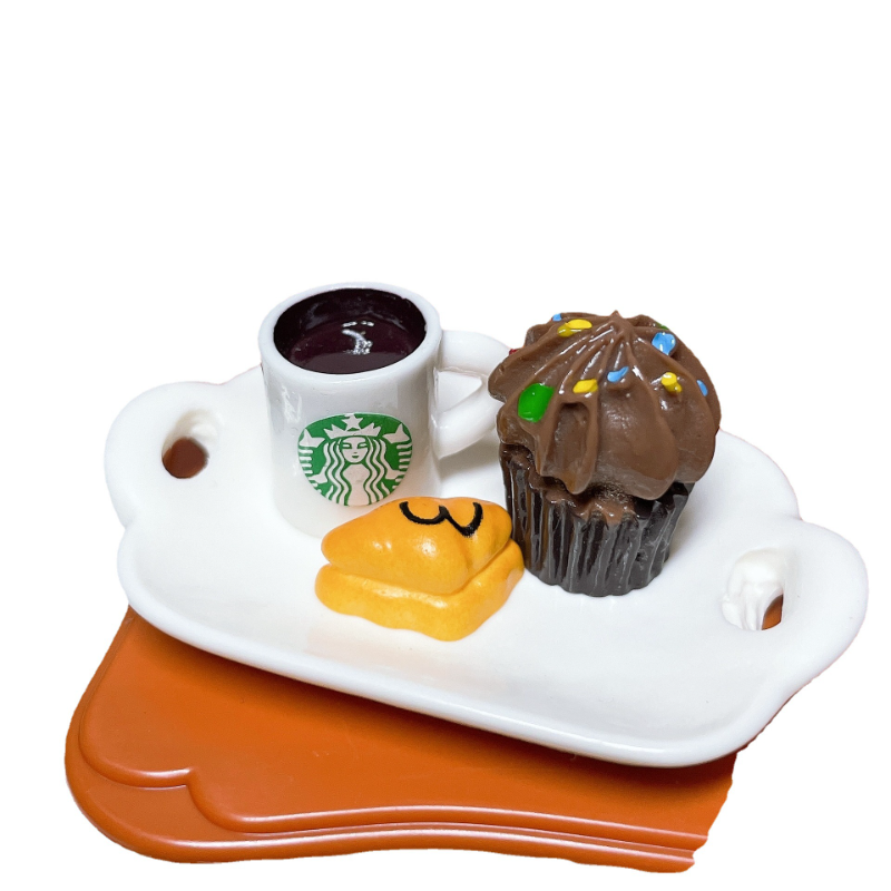 Miniaturowy cukierkowa zabawka domek dla lalek zabawka domowa kreatywny Mini zestaw do ciasta kawowego i chleba Model ozdoby na biurko prezenty dla dzieci