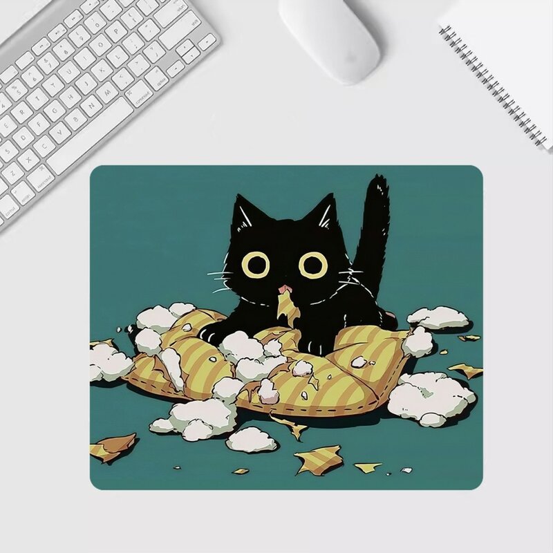 Śliczny czarny kot podkładka pod mysz mata na biurko do komputera klawiatura stół na Laptop poduszka antypoślizgowa