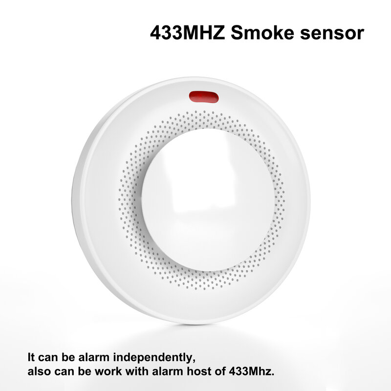 TAIBOAN-Sensor de alarma de humo de protección contra incendios inalámbrico, Detector independiente para sistemas de alarma de seguridad para el hogar RF GSM, 433MHz