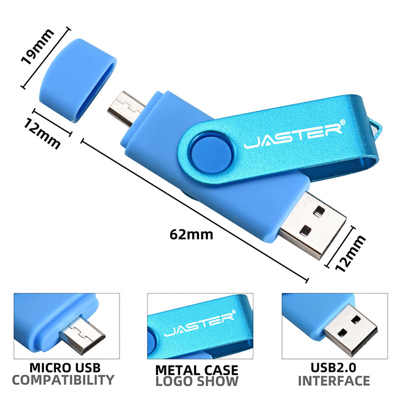 JASTER TYPE-C USB 3.0 Flash Drives 128GB OTG 2in1 Memory Stick 64GB Free Logo Pen Drive 32GB Business Gift Metal USB Stick 16GB
