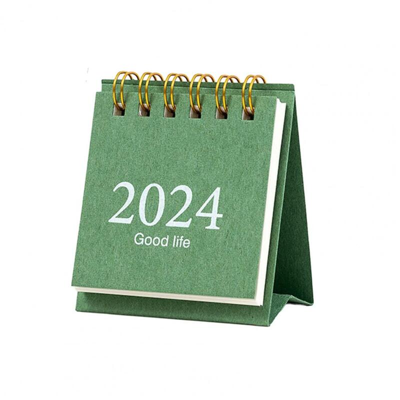 2024Mini Coil Table Desk Calendar Morandi Table Calendar Desktop Decoration Creative Daily Planner Work Schedule Office Supplies