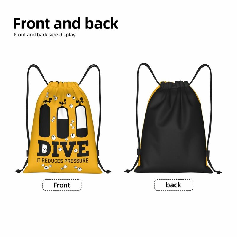 Mochila de Drawstring de mergulho personalizado, homens e mulheres, leve, mergulho, citação do mergulhador, sacos esportivos de ginástica para compras
