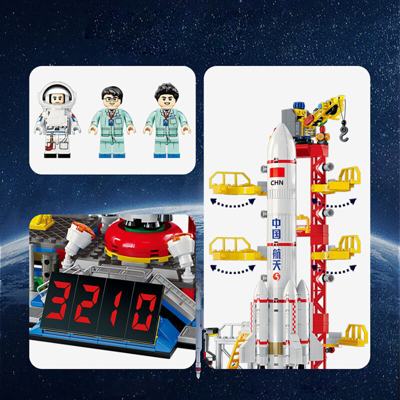 728 Pieces Space Launch Vehicle Launch Building Block Technology Assembly Electronic Drawing High TechToys Kids Christmas Gifts