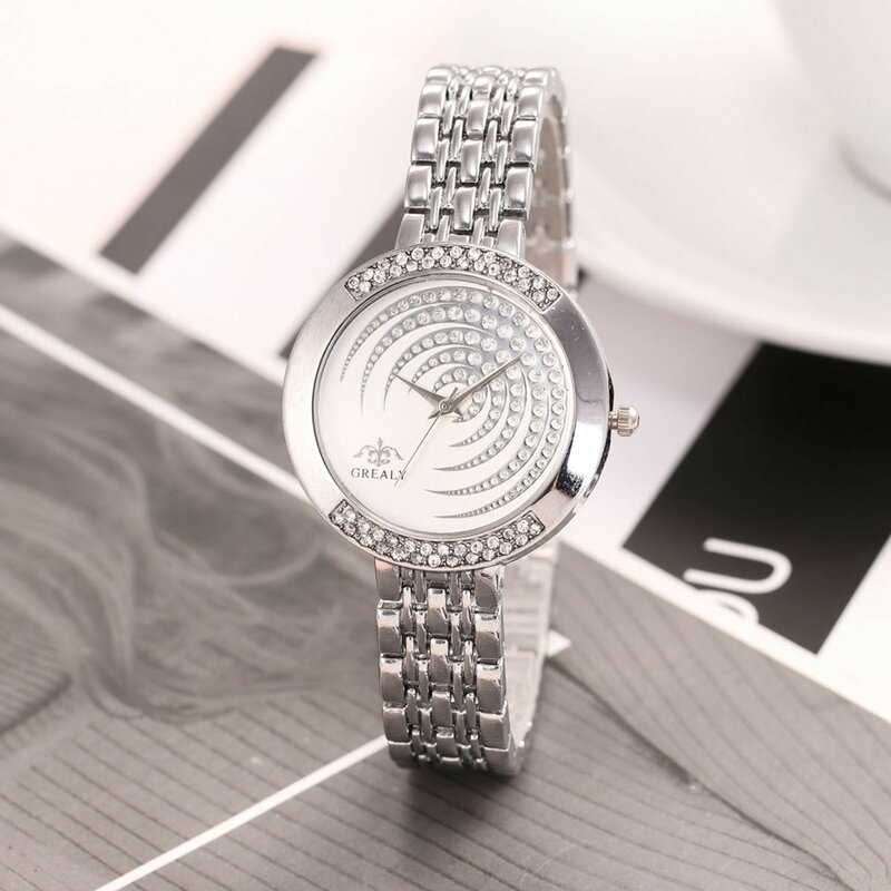 Orologi da donna di moda orologio da polso con cinturino in acciaio inossidabile con quadrante rotondo da donna elegante di lusso per le donne
