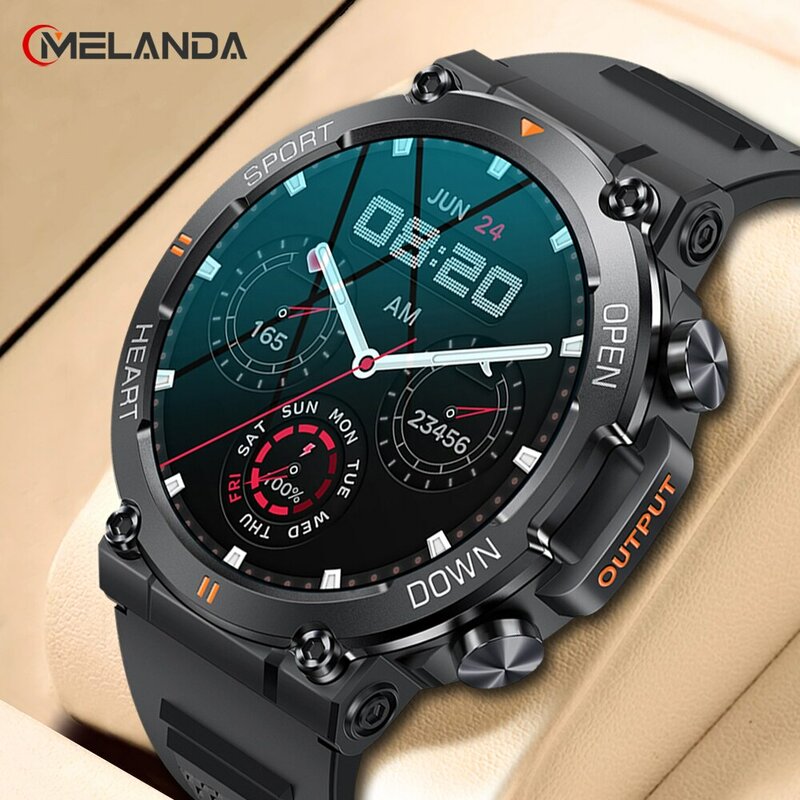 MELANDA-reloj inteligente K56 para hombre, accesorio de pulsera resistente al agua con pantalla HD de 1,39 pulgadas, Bluetooth, llamadas, seguimiento de actividad deportiva, Monitor cardíaco, batería de 400mAh, compatible con Android e IOS