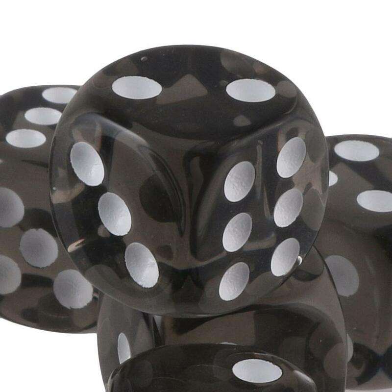 5Pcs New Round Corner Transparent Black Dice Family Party Tabletop Board Game Accessories Bar Entertainment Supplies