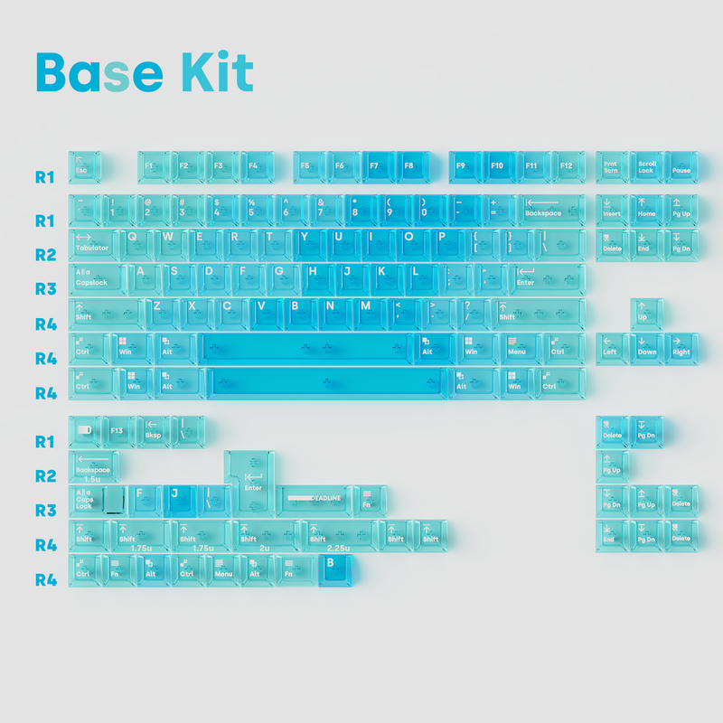 青の色合いの透明なグラデーションキット,Airwave,pc,novaキット,numpad,macギフト