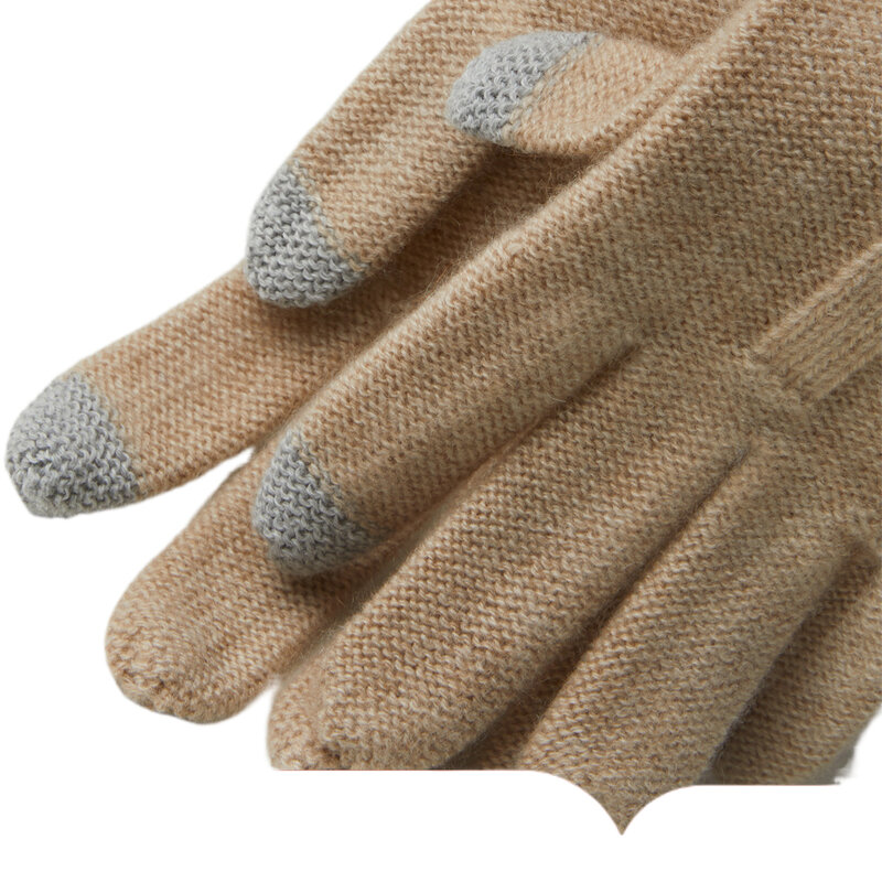 Sarung tangan kasmir wanita baru 2023 produsen pakaian Tiongkok sarung tangan kasmir pita hangat musim dingin