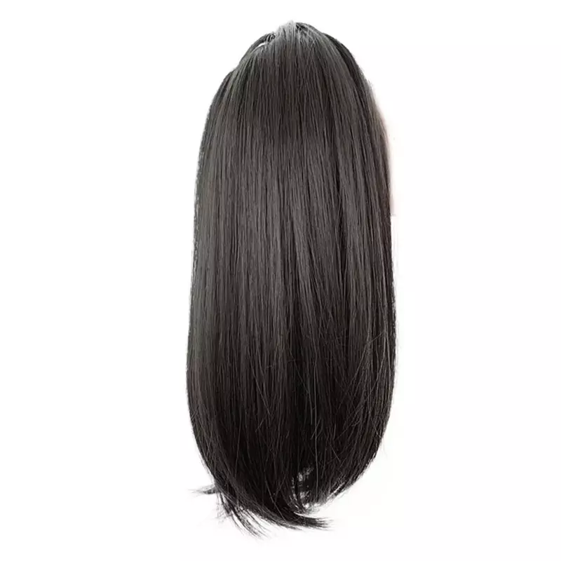 Coleta corta y recta para mujer, extensiones de cabello Natural, esponjoso, ligeramente deformado, 38cm