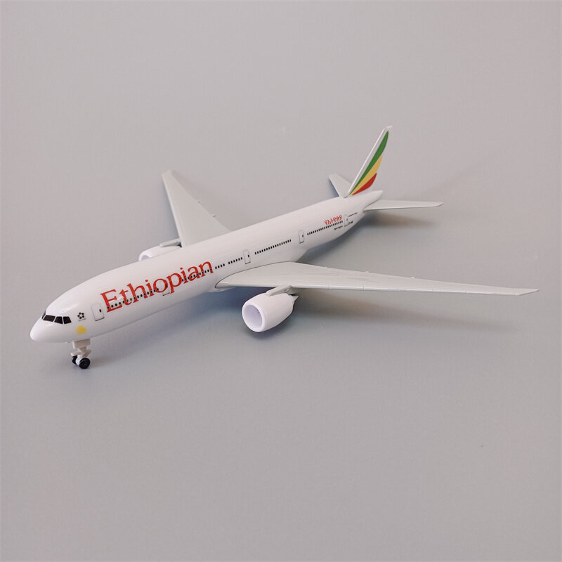 Boeing etíope-Avión de aleación de Metal de 20cm, modelo de avión fundido a presión con ruedas, 777, B777