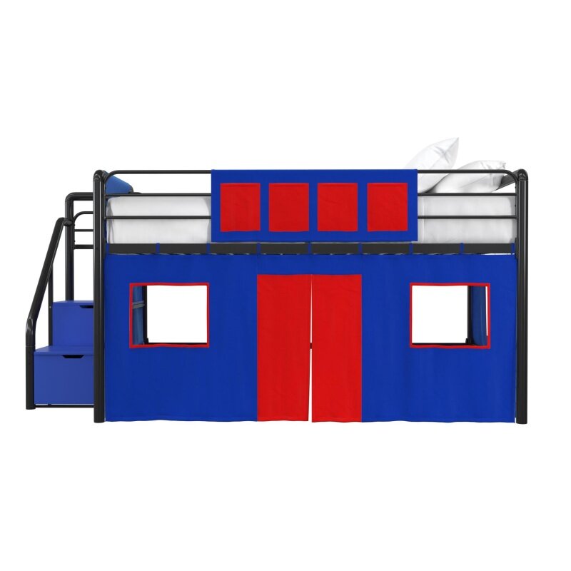 DHP Blue and Red Loft Bed Curtain Set