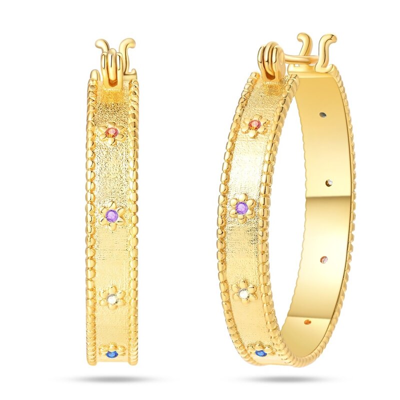 Anting-anting emas bunga wanita, aksesori perhiasan kreatif elegan 925 warna perak murni