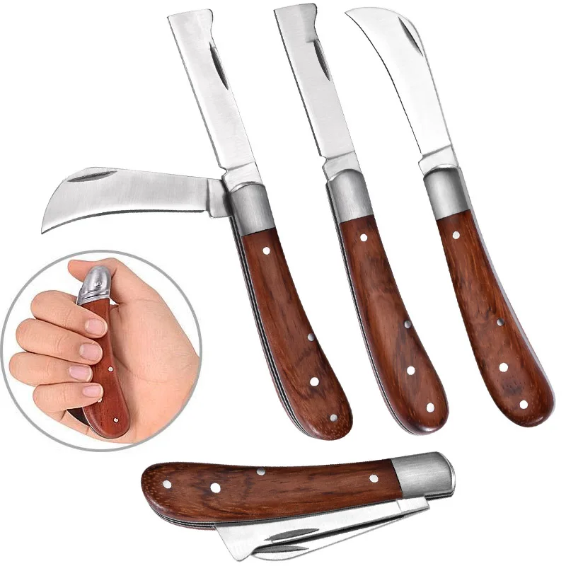 Składany nóż do szczepienia nóż do przycinania narzędzia do szczepienia profesjonalnego ogrodowego drzewa owocowego nóż do szczepienia drewniany nóż