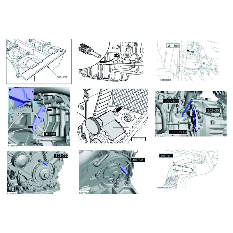 Kit de herramientas de bloqueo de árbol de levas de sincronización de motor, 5 piezas, 303-1054, herramienta de reparación de automóviles, reemplazo para Ford c-max Cougar Fiesta