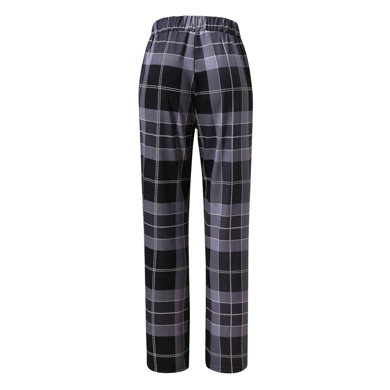 Pyjama décontracté en dentelle pour femme, pantalon à carreaux, extérieur, maison, mode, grande taille, printemps