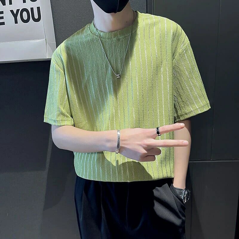 Estate tinta unita manica corta uomo felpa coreano Street Fashion Casual 2xl magliette oversize Harajuku Hip Hop abbigliamento da palestra