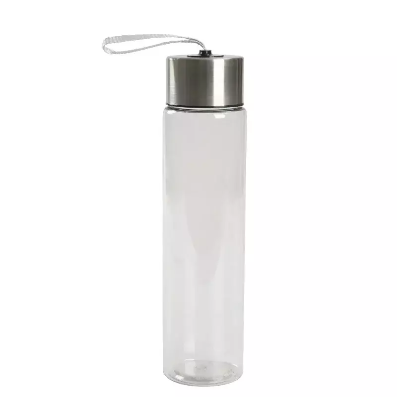 Mainstays botella de agua transparente de plástico, tapa de tornillo de acero inoxidable con correa, 18oz