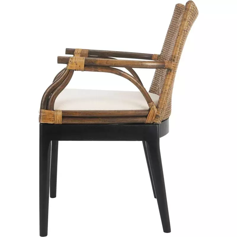 Safavieh-Cadeira de vime para casa, cadeira tropical, marrom e preto, Safavieh