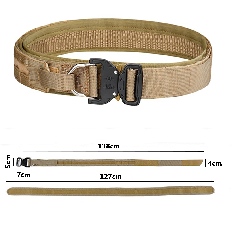 Cool Military Tactical Belt for Men Work Outdoor Hiking Heavy Duty Quick Release Nylon Web Rigger Belt with Inner and Outer