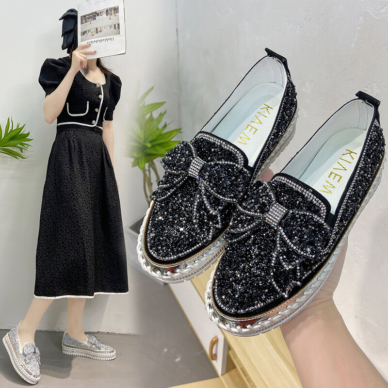 Zapatos de tacón con plataforma para mujer, calzado negro con aumento, 2024