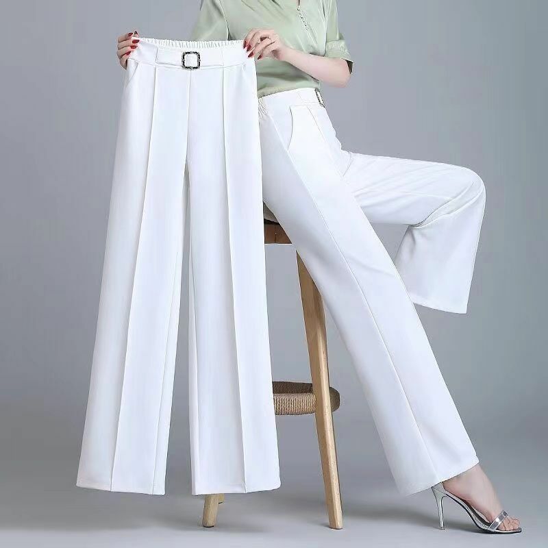 Celana Panjang Setelan Lurus Sabuk Wanita Kantor Fashion Elegan Celana Panjang Wanita 2023 Musim Semi Musim Panas Pinggang Tinggi Semua Cocok Celana Kaki Lebar 4XL