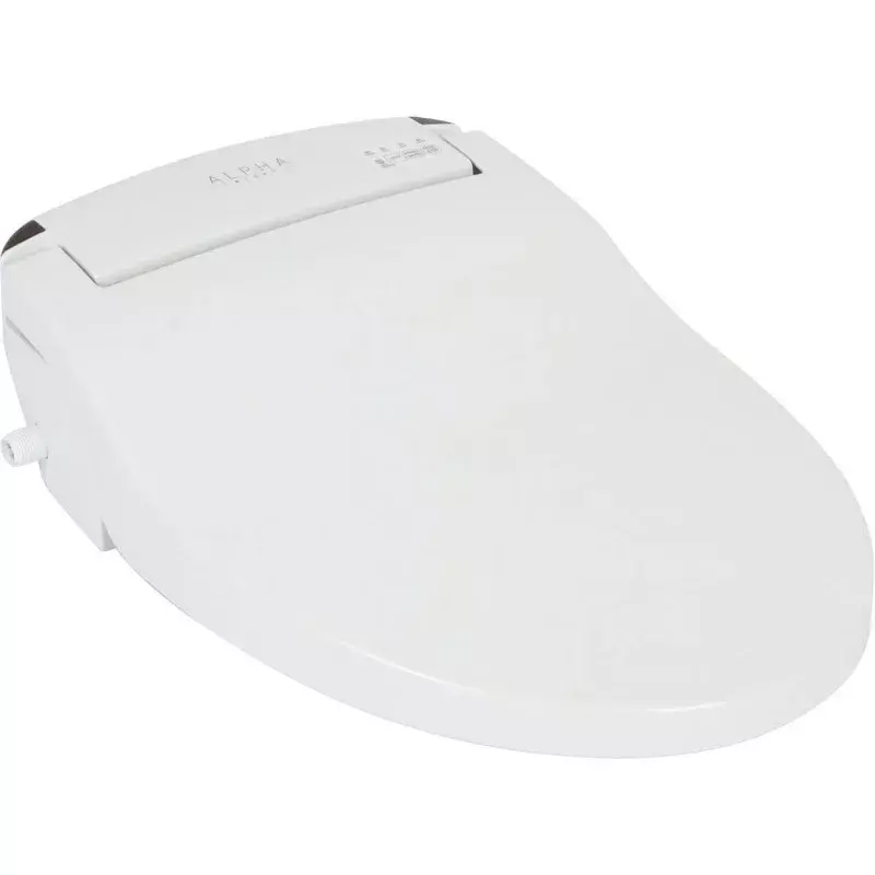 ALPHA BIDET JX asiento de inodoro alargado, blanco, sin fin agua cálida, lavado trasero y delantero, luz LED, control remoto inalámbrico (alargado)