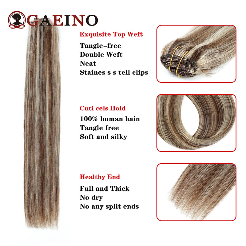 160-200gram ekstensi rambut klip dalam ekstensi rambut 100% Remy rambut manusia Balayage Clip-On kepala penuh 14-28 inci untuk dukungan Salon