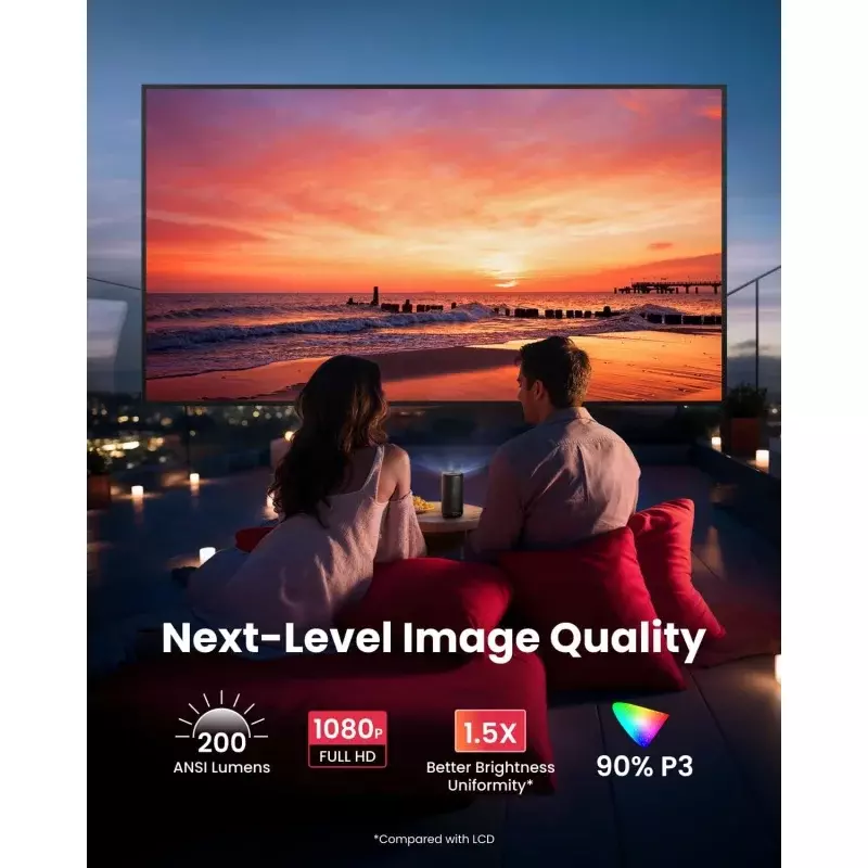 NEBULA Capsule 3 GTV proyector, Netflix con licencia oficial, Mini proyector inteligente 1080P con Wi-Fi, 2,5 horas de tiempo de reproducción, 120-I