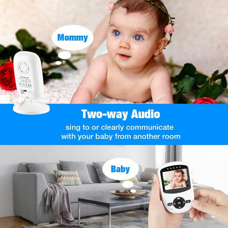Babystar-Moniteur vidéo sans fil pour bébé, haute résolution, caméra de sécurité pour nounou, vision nocturne, surveillance de la température, 2.4 pouces