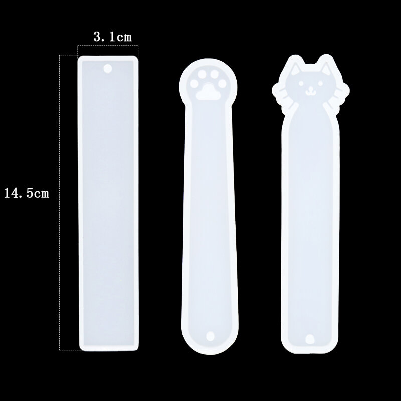 Molde de silicona para marcapáginas rectangular de 1/3/5 piezas, molde de fundición de plumas para manualidades de resina epoxi, suministros para la fabricación de joyas