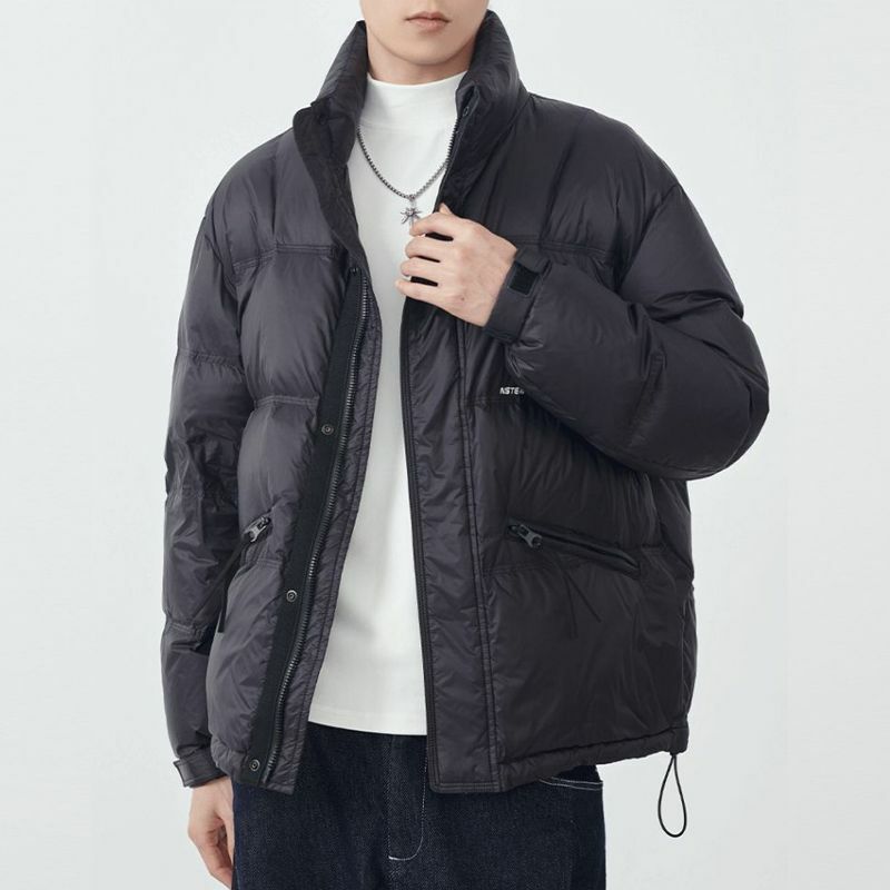 Winter New Men Down Jacket Male Fashion Cold-Proof Warm Casual Versatile Outerwear Stand Collar Solid Color Large Size Outcoat