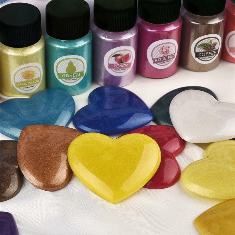 Pigmento en polvo de perla para manualidades, molde de resina epoxi, colorante Mineral, pigmento de resina epoxi, purpurina, 6 colores por juego