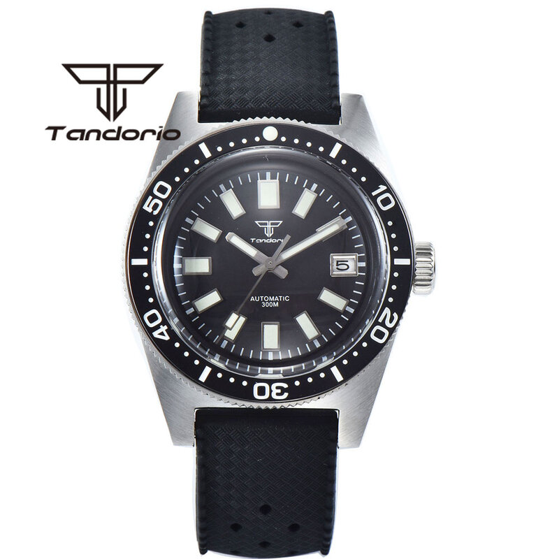 Tandorio-Reloj de pulsera automático para hombre, pulsera con bisel giratorio de cristal de zafiro, NH35A, PT5000, 300M, 41mm, 62mas