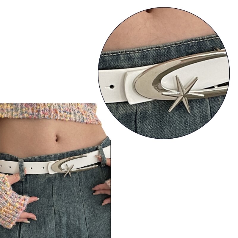 Teens Formal Pants Belt for Dress Ladies Waist Belt with Alloy Star Buckle