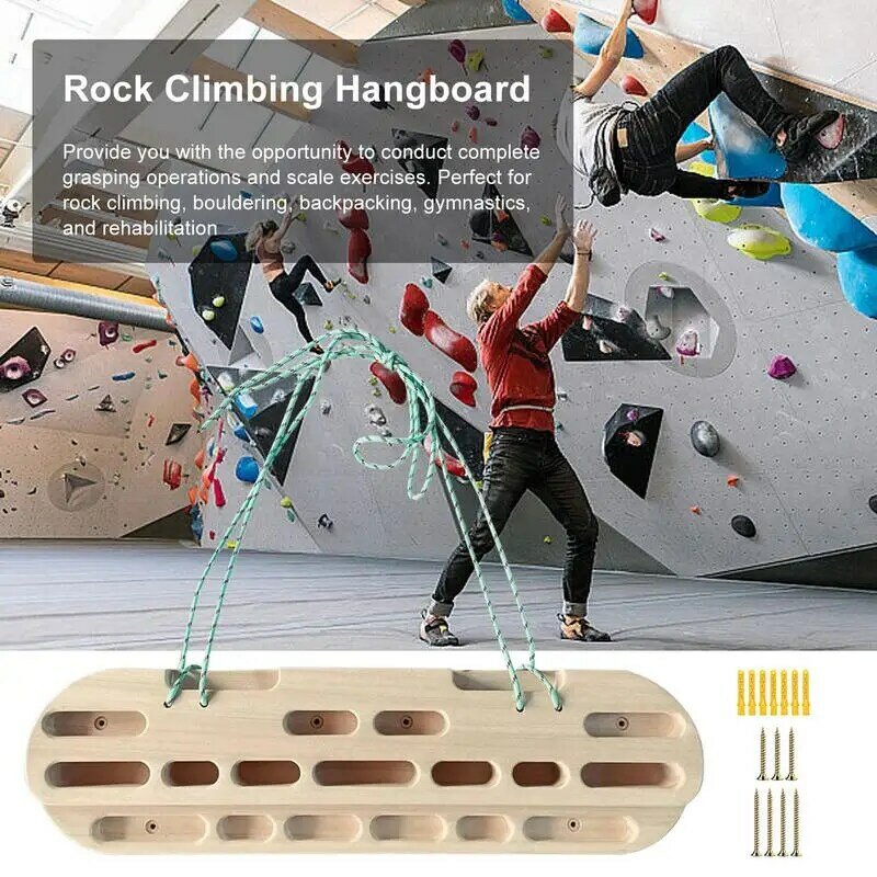 Diapasón de escalada en roca, tablero colgante de madera portátil, equipo de refuerzo de mano para puerta, agarre de dedo y tracción
