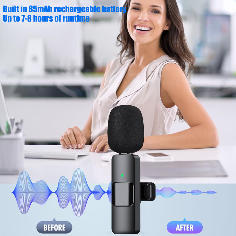 Micrófono Lavalier inalámbrico 3 en 1 para iPhone, iPad, Android, cámara, micrófono de USB-C, Mini micrófono con reducción de ruido f