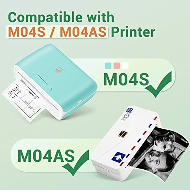 Phomemo-papel térmico blanco no adhesivo, 4,3 "(110mm), para impresora térmica portátil Phomemo M04S/M04AS