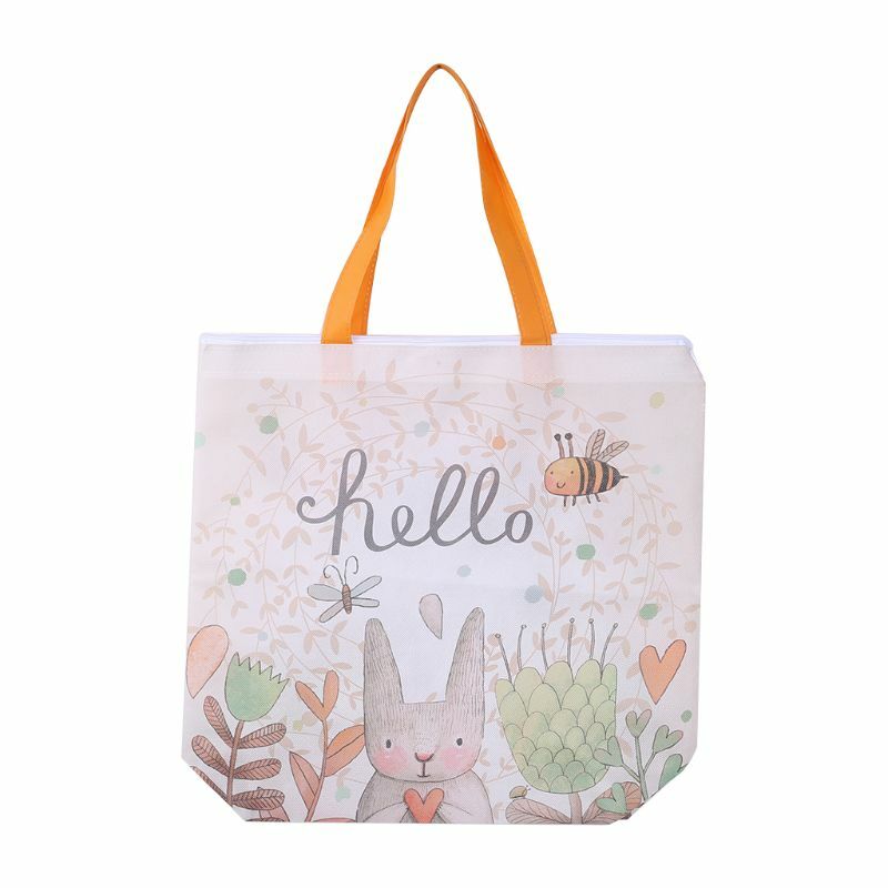 Bolsa de regalo no tejida de dibujos animados, bolsa de mano resistente para comestibles de conejo, bolsas de compras E74B