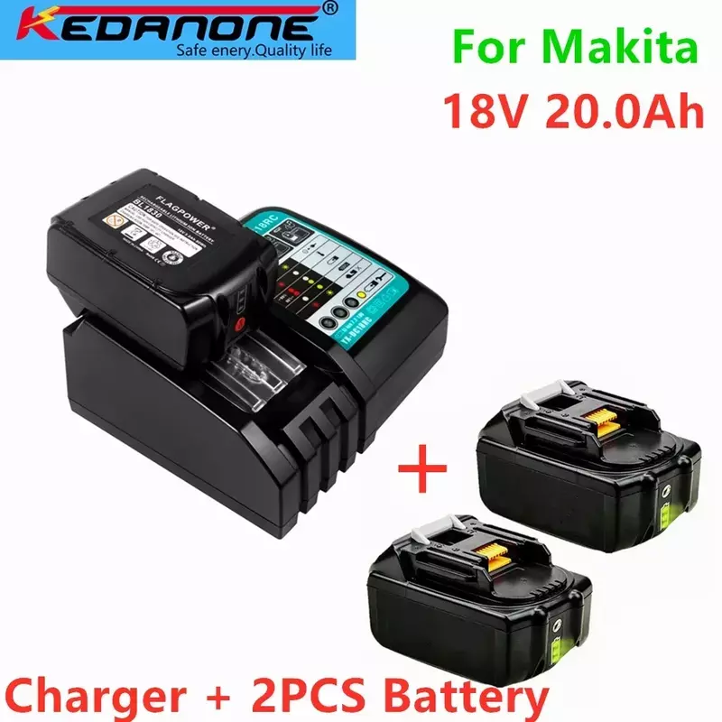 18V 20.0Ah Rechargeable Battery 20000mah LiIon Battery Replacement Power Tool Battery for MAKITA BL1860 BL1830+3A Charger