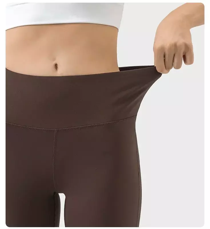 Lulu Groove-Leggings de cintura alta para mulheres, calças largas de elasticidade, esportes de corrida, fitness, ioga, magras, finas, apertadas, pernas largas