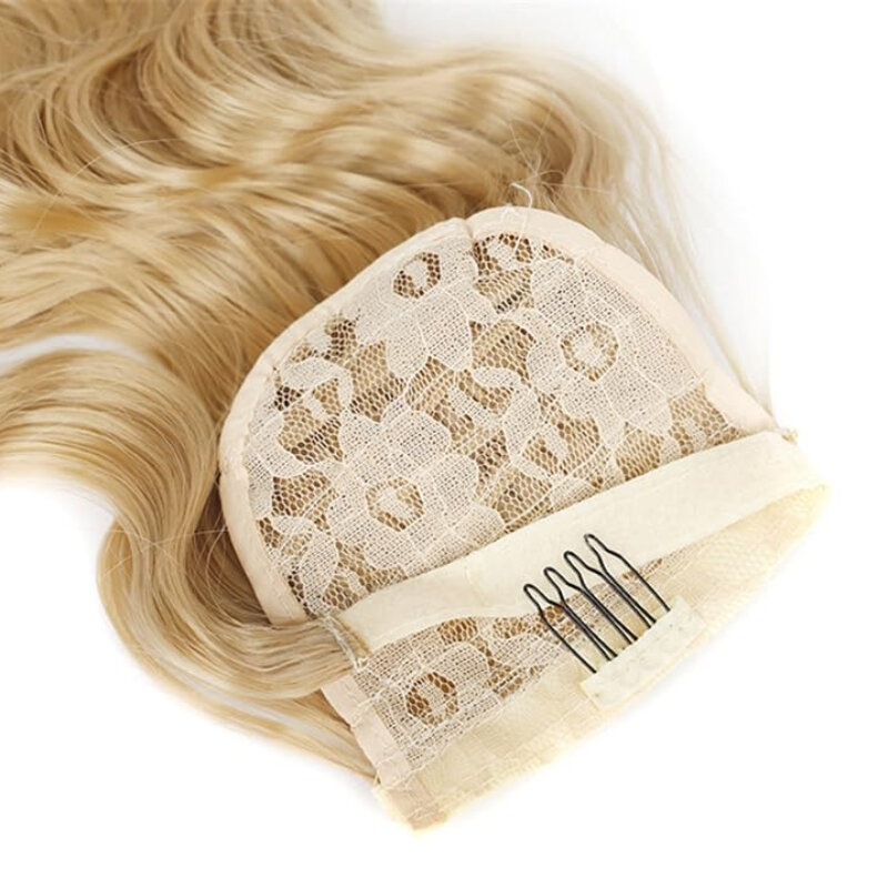 Pferdes chwanz Haar verlängerungen hitze beständige lange gewellte Haarteil gewickelt synthetische Perücken für Frauen leimlose Pelucas Para Mujer