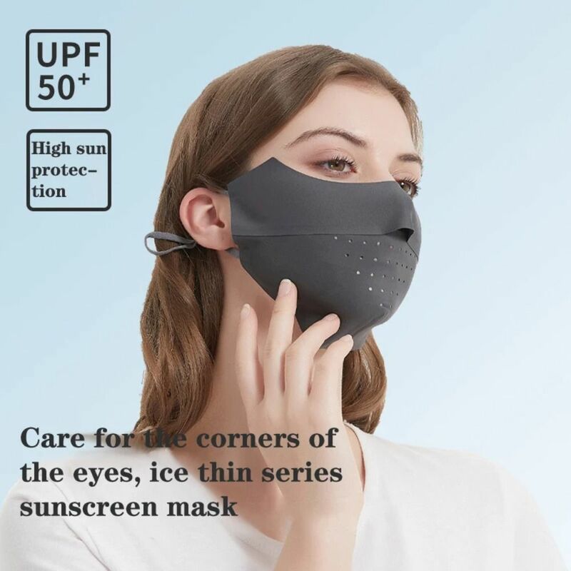 Mascarilla facial transpirable para ciclismo, protección solar Uv, seda de hielo, cubierta facial, Verano