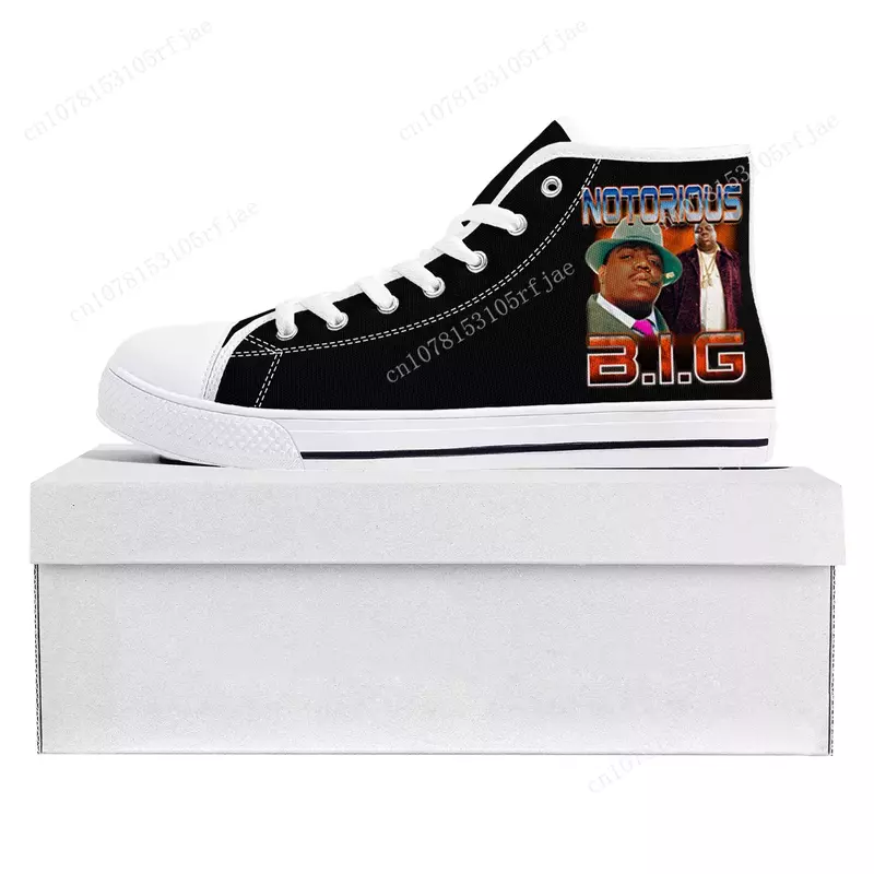 The Notorious B.I.G Rapper Trends Sneakers di alta qualità di alta qualità scarpe da ginnastica in tela per adolescenti da uomo scarpe personalizzate
